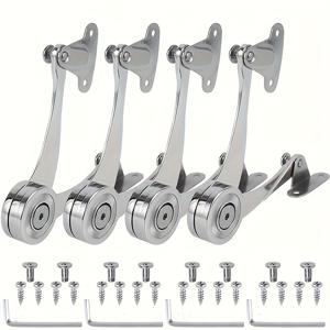 TEMU 4팩 조절 가능한 헤비듀티 소프트 클로즈 캐비닛 도어 힌지 - 아연 합금 사틴 니켈 마감, 75°/90°/110° 각도 지원 포함, 앨런 렌치 및 나사 제공, 현대 주방 캐비닛 및 가구용 테이블탑 커버 지지대, 슬림한 힌지 마감 | 아연 합금 힌지, 캐비닛용 힌지|도어클로저