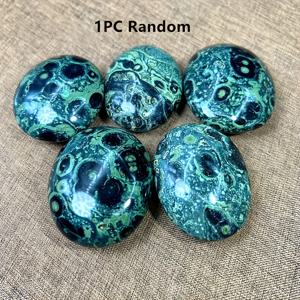 TEMU 1개 천연 버드 아이 팜 스톤 - 녹색 대리석 무늬와 검정 & 흰 점무늬, 홈 오피스 장식용 광택 부드러운 둥근 돌, 할로윈 크리스마스 생일을 위한 독특한 선물, 우아한 테이블탑 스톤 | 대리석 질감