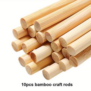 TEMU 10개입 천연 대나무 스틱 10x600mm - 0.4x23.6인치 라운드 목공예용, 케이크 지지대 및 수제 프로젝트용 - 고품질, 가볍고 내구성 있는 나무 막대