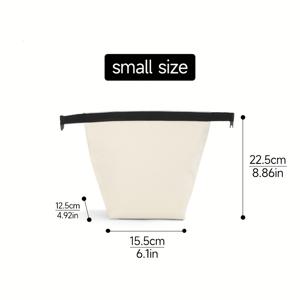 TEMU 식품 접촉하지 않는 대용량 보온 도시락 가방 - 학교, 사무실, 피크닉 및 야외 활동을 위한 튼튼한 손잡이가 있는 내구성 폴리에스터 캔버스 런치 토트백, 화이트 직사각형 열전달 방지 식품 운반가방, 스타일리시 메탈 토트, 휴대 가능한 미엘박스|토트백