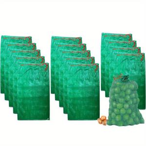 TEMU 5/15개 세트 20x32cm 메쉬 식품 보관백, 양파·감자·옥수수용 세탁 가능 재사용 가능한 야채 보관백, 5/15개 팩 (밝은 빨강, 초록, 노랑)