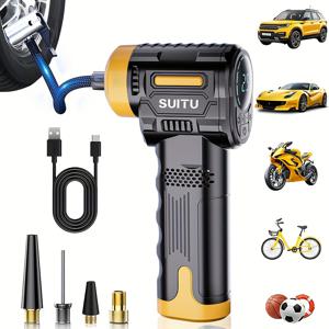 TEMU 무선 디지털 휴대용 에어 컴프레서, 휴대용 충전식 공기 주입기, LED 라이트 디지털 차량용 타이어 펌프, 충전식 리튬 배터리 18650, 자동차//자전거/공용, 휴대용 에어 컴프레서, 차량용 타이어 에어 컴프레서
