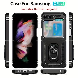 TEMU 삼성 갤럭시 Z 플립 5용 고품질 PC 충격 방지 폰 케이스, 360° 링 스탠드가 있는 완벽한 충격 보호 기능, 삼성 갤럭시 Z 플립 3/4/5/6/7 호환, 노트북 케이스, 사무용 메모장 홀더, 카드 보관함, 사진 기기, 케이스, 먼지 방지 쉘, 플립 프로텍터, 메모장 보관함, 여행 액세서리