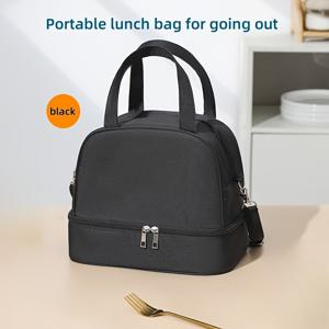 TEMU 더블 레이어 보온 보냉 도시락 가방 - 스타일리시, 휴대 가능, 사무실, 피크닉 및 여행용 열성绝缘, 음식 접촉 없음, 사무실 도시락 가방 | 스타일리시 도시락 가방 | 보온 보냉 도시락 가방