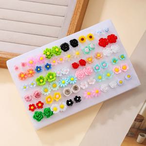 TEMU 36쌍 세트 신선한 봄 꽃 귀걸이, 캐주얼 여행 및 휴가용 또는 여자친구와 친구를 위한 선물로 완벽