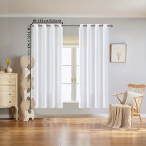 TEMU 2개 세트 화이트 필터링 커튼 - 메탈 링 포함, 반투명 프라이버시 패널, 거실/침실/사무실용 창문 커튼 - 쉬운 설치 모던 홈 데코, 스타일, 시스루 원단, 홈 장식