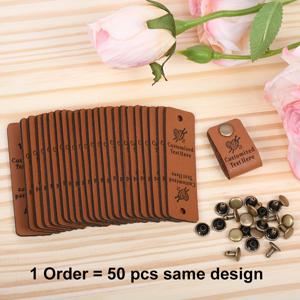 TEMU 50개 메탈 아이렛과 스크루가 있는 맞춤형 인조 가죽 태그 - 직사각형 모서리 브라운 크래프트 라벨, 니트 프로젝트, 지갑, 청바지, 가방용