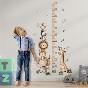 TEMU 귀여운 만화 기린 원숭이 주제파티 동물 스태킹 벽 스티커 - 현대식 PVC 자체 접착 높이 스티커, 어린이 방 및 유치원 배경 장식, 기린 장식