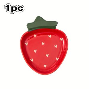 TEMU 1/2개 세라믹 스푼 받침대, 귀여운 딸기 디자인 주방용 스푼 홀더, 주방 카운터용 도구 받침대, 숟가락·주걱·집게 받침, 집들이 선물 및 결혼식 선물