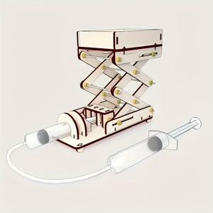 TEMU DIY 유압 리프트 과학 키트 - STEAM 교육용 건축 세트 (유압 프레스 포함), 목재 (바클) 포함, 창의력을 키우는 실습 프로젝트 - 8세 이상을 위한 이상적인 선물