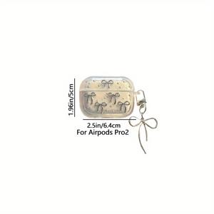 TEMU AirPods 1/2/3세대 Pro/Pro 2세대용 드립 글루 및 실버 비즈 리본이 달린 무선 이어버드 보호 케이스 1개