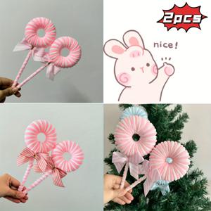 TEMU 2개 세트 순수 수제 컬러 블록 대형 도넛, 수제 감싼 크리스마스 트리 장식, 휴일 장식, 크리스마스, 할로윈, 추수감사절, 발렌타인데이, 어머니날, 결혼식, 파티, 모임, 테이블, 화병, 야외, 정원, 생일 선물 교환용