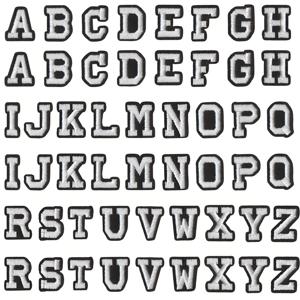 TEMU 52 Letters A-Z 2 세트의 검은 배경 흰색 단어 스티커는 접착 바탕으로 철로 갈아치울 수 있고, 옷 액세서리 장식 DIY 옷 및 액세서리 철로 패치, 모자, 청바지, 가방 등 졸업 모자 및 유니폼