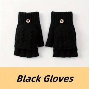 TEMU 남성용 두꺼운 겨울 방한 니트 장갑 1쌍