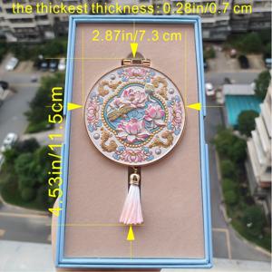 TEMU 아시아 스타일 행운의 연꽃 & 코이 피쉬 거울 - 우아한 파스텔 핑크/블루/골드/그린/골드, 휴대용 접이식 메이크업 거울과 플로럴 디자인, 컴팩트 여행용 보석함 - 여성, 어머니, 자매, 아내를 위한 선물 - 생일/기념일 선물 - 집이나 외출용 장식 거울 - 중국식 행운 장식, 화장대용 거울, 미니 거울 라이트 포함