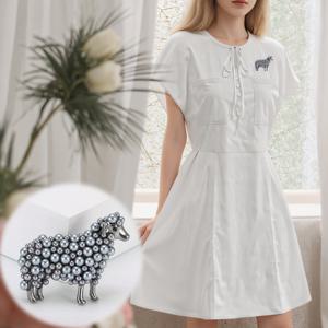 TEMU 빈티지 우아한 양/양봉 브로치 - 비즈 장식, 여성용, 포멀 & 데일리 주얼리 - 유럽 & 미국 레트로 동물 핀 - 생일/기념일 선물, 고급 액세서리, 심플 디자인, 섬세한 공예, 패션 액세서리, 여성 패션