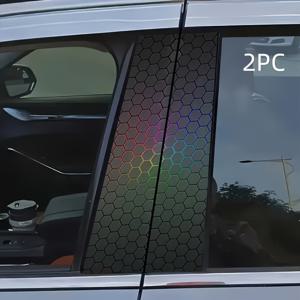 TEMU 2개 세트 벌집 기하학 B-필러 스티커 - 반무광, 스크래치 방지, 유리, 금속, 플라스틱, 세라믹 및 나무 표면의 자동차 필러 보호 필름에 적합, 판타지, 애니메이션, 동물, 우주 및 만화 테마 포함