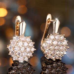 TEMU 고급스러운 지르코니아 채우기 분위기 귀걸이 한 쌍 | 우아하고 스타일, 14K 금도금 구리, 결혼식, 신부 들러리, 아내, 딸, 발렌타인데이 선물로 이상적