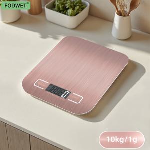 TEMU 1pc FODWET 핑크 주방 계량기 10kg/1g 대용량 식품 계량기 LCD 디스플레이 디지털 측정기 베이킹 및 요리용 스테인레스 스틸 재질 2*AAA 배터리 필요 포함되지 않음