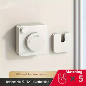 TEMU 강력한 의류 건조대 - 연장 가능 200.78인치/5.1미터 304 스테인리스 스틸 와이어 로프, 플라스틱, 5개의 클립, 44파운드 하중 용량, 가정용 및 세탁실에 적합, 내구성이 뛰어난 미끄럼 방지 클립, 의류 건조대