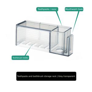 TEMU 일본식 포크 없는 방진 치실 홀더, 치약 보관 가능, 5개의 치실과 면도기 수용, 순백색 또는 투명 회색으로 제공