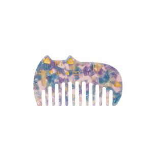 TEMU 1개 귀여운 동물 고양이 디자인 아세테이트 빗, 대형 이빨 여행용 포켓 사이즈 헤어 브러시 - 젖은 머리, 건조한 머리, 긴 머리, 짧은 머리, 곱슬머리, 직모용 안티스태틱 탈착 빗