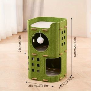 TEMU 쿨링 3D 트리 캣 하우스 빌라 - 공간 절약형, 분리 가능하고 세척 쉬운 다용도 고양이 스크래치 포스트, 펫 엔터테인먼트 가구, 재미있는 디자인