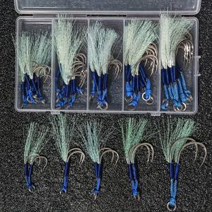TEMU 25개 스테인리스 스틸 헤어 후크 콤비네이션 리드 피쉬 후크 | 더블 지그, 보트 낚시 트롤링 바다 낚시 루어 후크, 블러드 그루브 철판 더블 후크, 낚시 장비, 향상된 잡기율 및 내구성, 컬러