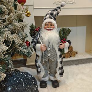 TEMU 24인치 피규어 - 축제용 산타와 산타 모자, 스카프 & 선물, 내구성 있는 폴리에스터 & 패브릭, 크리스마스 홈 데코, 휴일 디스플레이에 이상적, 전원 필요 없음, 크리스마스 장식, 할로윈 장식, 가을 홈 데코 수집 피규어