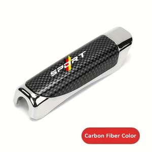 TEMU 1개 카본 파이버 텍스처 핸드브레이크 커버 - 내구성 있는 플라스틱 비직물 브레이디드 디자인, 그립 및 스타일 향상을 위한 스포츠 블랙 & 레드 액센트, 대부분의 차량과 호환 가능, 차량 인테리어 업그레이드, 매끄러운 광택 마감, 고품질 소재