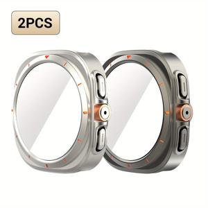 TEMU 2개, 삼성 워치 7 케이스 호환 워치6 울트라 47mm 강화유리 + PC 보호 커버, 스크래치 방지/충격 방지/경량/통합 디자인, 완벽 핏, 다양한 색상, 남녀공용