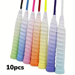 TEMU 10개 세트 그라데이션 컬러 미끄럼 방지 충격 흡수 손목 보호대, 배드민턴 라켓, 테니스 라켓용 - 인간공학적 디자인, 향상된 그립 및 제어, 혼합된 색상, 스포츠 장비, 세련된 스포츠 장비, 내구성 있는 스포츠 장비|손목보호대