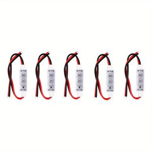 TEMU 5개 미니 12V 3키 단색 LED 조명 밝기 조절 컨트롤러 | 3528 5050 5630 LED 스트립 조명용 밝기 디머, 유선 연결, 작동 전압 ≤36V