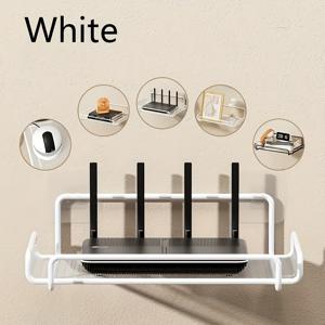TEMU 라우터용 금속 벽걸이 브래킷, 다목적 벽장 선반, 무드릴링, 4계절 사용 가능, 모던 정리대 - 화이트, 실용적인 케이블 박스 스탠드