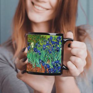 TEMU 1개 반 고흐 스타일 아이리스 머그컵 - 빈티지 블루 & 그린 아트, 11oz (300mm) - 생일, 기념일, 집들이 선물용 커피/차/우유용 - 홈, 오피스, 주방 장식용 반 고페 그림 복제품 세라믹 컵 - 내구성 있는 음료용기, 사무직 직원 및 예술 애호가를 위한 기념일 선물