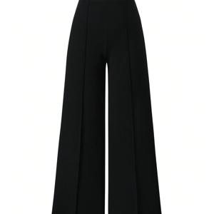 TEMU 여성용 하이웨이스트 와이드 레그 팬츠 - 구조적 핏의 우아한 트라우저, 사계절 일상 및 정장용 여성용 바지, 사무실, 파티, 캐주얼 의상 - 비침 방지 레깅스, 파티 복장, 하이웨이스트 디자인, 부드러운 질감 원단, 사무실 착용, 스타일리시 하의, 내구성 있는 소재, 다용도 하의, 패션 애호가, 편안한 착용감, 집에서 출근, 고칼