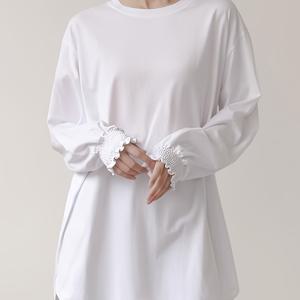 TEMU 여성용 롱 슬리브 튜닉 탑 - 라운드 넥라인, 우아한 레이어링 블라우스, 가을/겨울용 오피스 & 파티 캐주얼 웨어, 쉬운 관리 소재, 러플드 밑단, 편안한 원단, 스타일리시 패션 탑, 내구성 있는 재질, 다목적 여성 상의