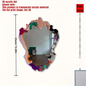 TEMU 1개 빈티지 아크릴 벽 거울 | 불규칙한 모양, 바니시 마감, 가정, 욕실, 레스토랑, 호텔, 헬스장, 침실, 거실에 이상적, 크리스마스, 할로윈, 생일 선물로 완벽