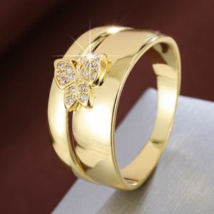 TEMU 1개 우아한 여성용 와이드 페이스 링, 나비 디자인 - 화이트 골드 도금, 합성 지르코니아 악센트, 일상 착용 및 파티에 완벽, 파티 액세서리 | 나비 모티프 | 합성 지르코니아 악센트, 나비 주얼리