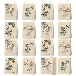 TEMU 12개 중국풍 이지한 꽃과 새가 있는 선물백, 파티/쇼핑이나 결혼식을 위한 세련된 디자인의 대형 선물가방, 장식용 종이 제품 수공예