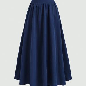 TEMU 여성용 우아한 네이비 블루 플레어 스커트 - 포멀 & 캐주얼 팬츠-스커트, 지퍼 클로저, 사계절 사무실부터 파티까지 일상 및 특별 행사용 비침 방지 원단 - 전문가 & 정장 스타일, 다목적 워드로브 필수품, 세련된 디자인, 내구성 있는 구조, 패션을 사랑하는 여성, 직장복, 클래식 실루엣, 고품질 제작, 패션 구매자