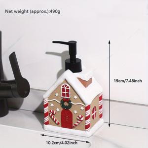 TEMU 진저브레드 하우스 비누 디스펜서 - 고체 수지 눈 덮인 지붕, 캔디케인 화환 & 아이싱 드립 디자인, 프탈레이트 프리 투명 핸드 홀더, 크리스마스 욕실 장식, 여성을 위한 휴일 선물 (플러그인 없음)