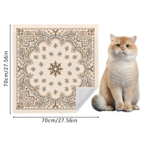 TEMU 1개, [자체 접착 매직 랩 천] 오버사이즈 탈출 방지 및 스크래치 방지 랩 천, 빈티지 페이즐리 프린트, 세탁 가능하고 내구성 있는 고양이 침대 담요, 장난기 많은 고양이를 위한 그루밍 및 진정 타월 디자인, 다용도 여행용 수납 천, 카메라 및 노트북 보호 랩 천, 일상적인 기념품을 위한 아름답고 선명한 제품