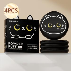 TEMU 귀여운 동물 모양 메이크업 스펀지 세트 4pcs (고양이, 곰, 토끼) - 부드러운 재사용 가능한 파우더 퍼프, 웻/드라이 파운데이션, 블러쉬, 루스/컴팩트 파우더용 - 민감성 피부 친화적, 여행용 뷰티 블렌더, 사랑스러운 케이스 포함, 스펀지 메이크업, 메이크업 퍼프, 메이크업 제품, 뷰티 스펀지, 메이크업 도구