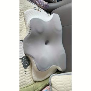 TEMU 인체공학적 나비 모양 메모리폼 베개 - 목 지지 및 편안한 수면을 위한 느린 반발, 세탁기 사용 가능한 커버, 호텔 품질, 침구 | 편안한 수면, | 크리스마스 선물, 블랙 , 옆으로 자는 사람, 배로 자는 사람, 옆으로 자는 사람