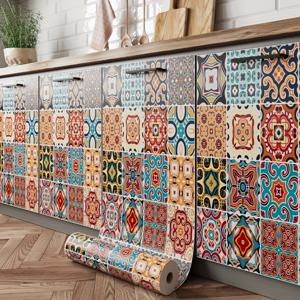 TEMU 40cm 자체 접착 벽지 롤 - 스타일, 방수 및 제거 가능한 비닐 컨택트 페이퍼, 생동감 있는 기하학 패턴, 홈 데코용 쉽게 자를 수 있는 주방, 거실, 침실, 식당 벽 장식, 주방 벽지 | 스타일 벽지 | 벽을 위한 쉬운 절단 벽지, 주방용 캐비닛 스티커, 욕실용 벽지, 붙이고 떼는 벽지, 거실용 벽지|시트지