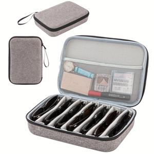 TEMU 조절 가능한 안경 및 패션 안경 정리 케이스 - 지퍼 클로저가 있는 내구성 있는 천 여행용 보관함, 안경, 패션 안경 및 액세서리를 위한 다수의 구획, 집이나 이동 중 사용을 위한 휴대용 디자인, 안경 케이스, 주얼리 체스트, 주얼리 박스, 주얼리 수납, 보물 상자, 주얼리 정리함