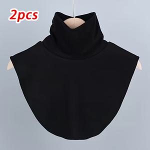 TEMU 2개 여성용 분리형 인조 칼라 - 여성용 플리스 하이넥 분리형 칼라, 섬유 하이넥 따뜻한 속옷 칼라, 패션 넥 액세서리