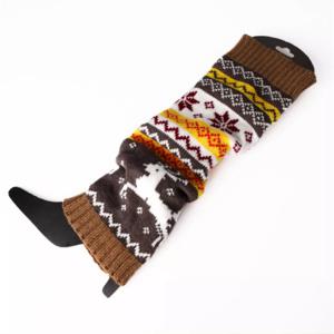 TEMU 1쌍 여성 크리스마스 스타킹 레그 워머 - 따뜻한 플리스 안감 겨울용 레그 워머, 축제 패턴, 세탁기 사용 가능, 갈색 & 흰색 줄무늬 디자인, 추위 날씨 편안함, 크리스마스 레그 워머, 휴일 신발, 재미있는 패턴, 부드러운 질감, 여성용 레그 워머, 양말, 여성용 양말, 양말, 레그 워머, 발토시 여성 여름용, 스타킹 양말, 다리워머