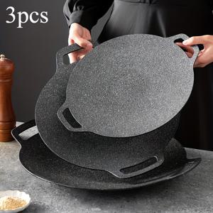 TEMU 3개 대형 논스틱 주철 그릴 팬 - 내구성, 세척 용이, 야외 캠핑 & 파티용 휴대용, 할로윈 & 크리스마스에 적합, 여러 명에게 이상적, 캠핑 필수품|견고한 구조|내구성 있는 조리 기구